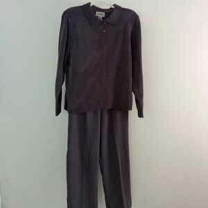 Vintage Alfred Dunner 2-Piece Women's Knit Sweater Set Heather Purple Sz XL/18